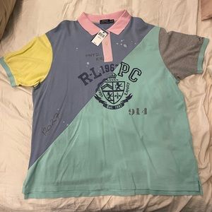 Polo Ralph Lauren Mens Pastel Color Block Graphic Polo Shirt Big & Tall 3XB